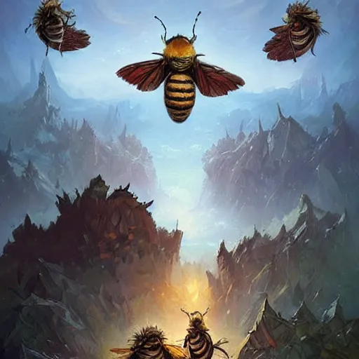 Image similar to mashup of 🐝🪱🐛🦋🐌, mashup monster artwork, epic fantasy style art, by Greg Rutkowski, hearthstone art style, monster artwork