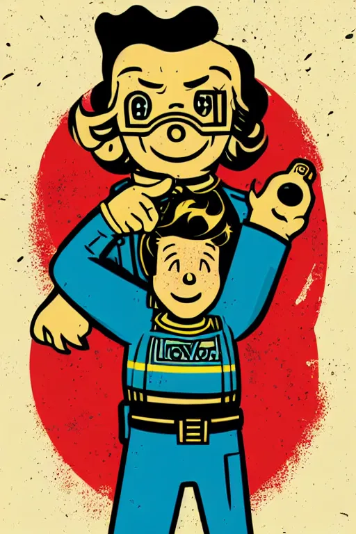 Image similar to fallout 7 6 retro futurist illustration art by butcher billy, sticker, colorful, illustration, highly detailed, simple, smooth and clean vector curves, no jagged lines, vector art, smooth andy warhol style