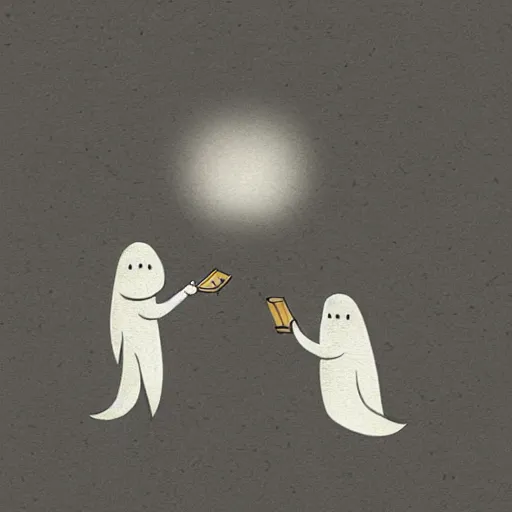 Image similar to ghosts read a book together