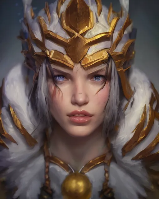 Image similar to league of legends portrait, au naturel, hyper detailed, digital art, trending in artstation, cinematic lighting, studio quality, smooth render, unreal engine 5 rendered, octane rendered, art style by klimt and nixeu and ian sprigger and wlop and krenz cushart.