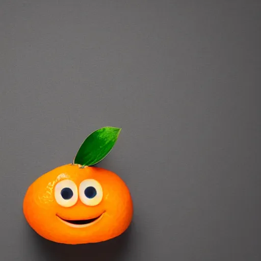Prompt: white background, Pixar style juicy Orange with a smiling face