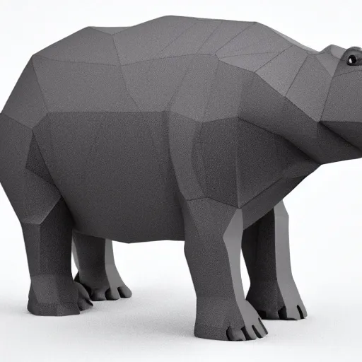 Image similar to low polygon render of a hippo on a white background, isometric 3 d, ultra hd