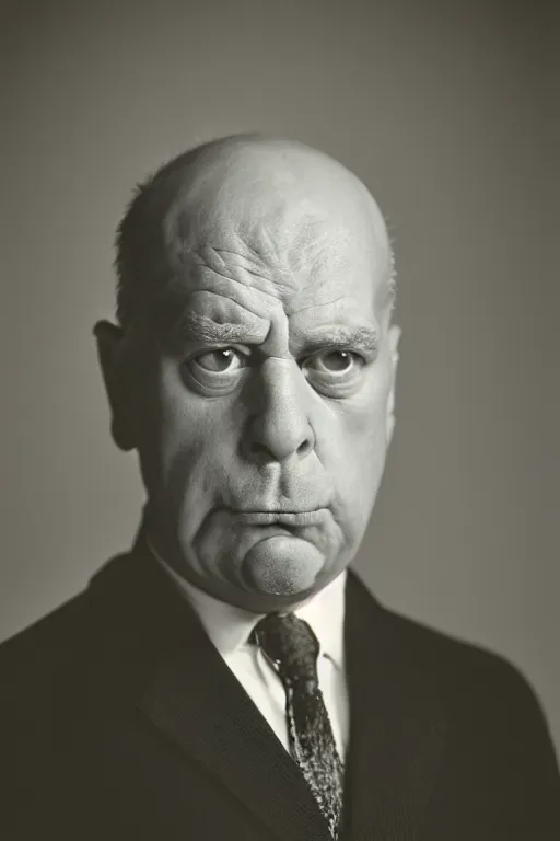 Image similar to extremely detailed studio portrait of man, 4 0 years, homer simpson lookalike, looks like a real life version of homer simpson, soft light, black background, fine skin details, award winning photo by yousuf karsh