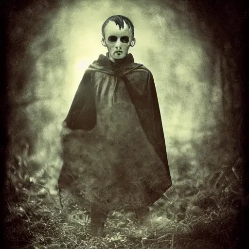 Image similar to a creepy demon, a character portrait, photograph by Kyle Thompson, Victorian England, deviantart, gothic art, deviantart, tintype photograph, goth