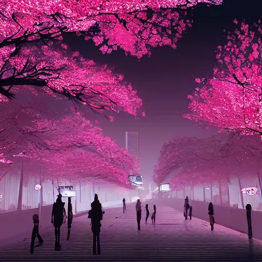 HD desktop wallpaper Anime Night Sakura Path Original download free  picture 972025