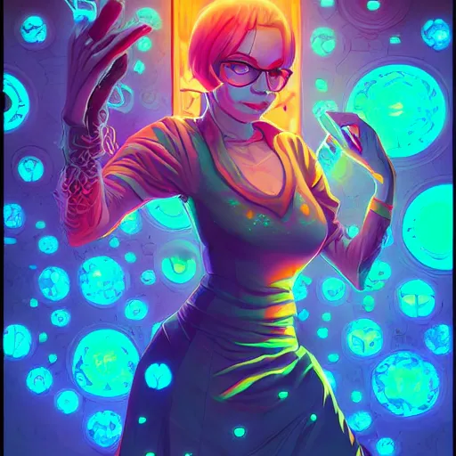 Image similar to skill magic geek inside matrix deepdream radiating a glowing aura stuff loot legends stylized digital illustration video game icon artstation lois van baarle, ilya kuvshinov, rossdraws,