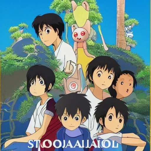 Image similar to somali friends, studio ghibli