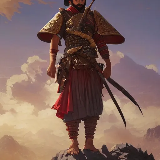 Prompt: Highly detailed portrait of Kurdish samurai, Stephen Bliss, unreal engine, fantasy art by Greg Rutkowski, Loish, Rhads, ferdinand knab, Makoto Shinkai and Lois van baarle, ilya kuvshinov, rossdraws, Tom Bagshaw, alphonse mucha, global illumination, radiant light, detailed and intricate environment, highly detailed, award winning art