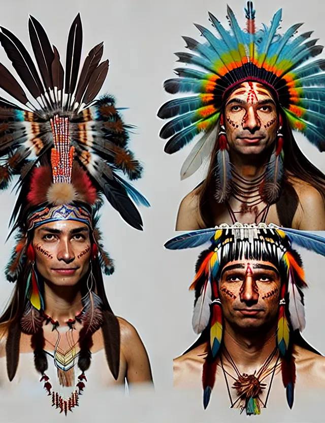 Prompt: indigenous with feather headdress, amazon indian peoples in brazil, physically based rendering, defined features by ellen jewett, tomasz alen kopera and justin gerard