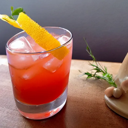 Prompt: a cocktail with chicken in it