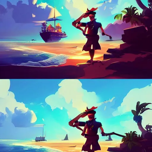 Image similar to painting treasure on sea of thieves game smooth median photoshop filter cutout vector, behance hd by jesper ejsing, by rhads, makoto shinkai and lois van baarle, ilya kuvshinov, rossdraws global illumination