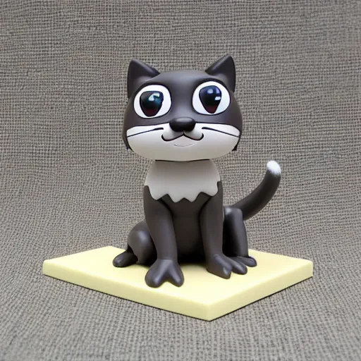 Image similar to nendoroid of cat as a frog, product photo