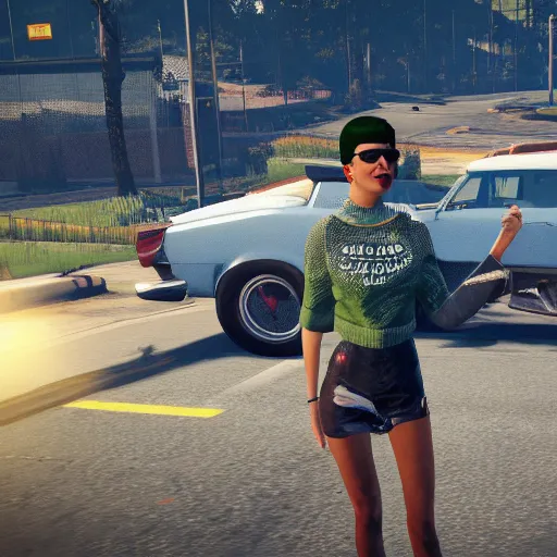 Image similar to pop singer Halsey in GTA V, 4k