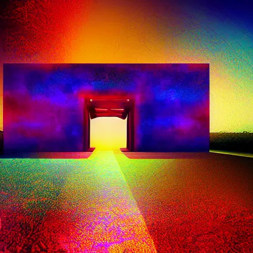 Prompt: A digital art painting of a heavens gate in the shape of a smartphone, epic lighting, artistic, dreamy colors