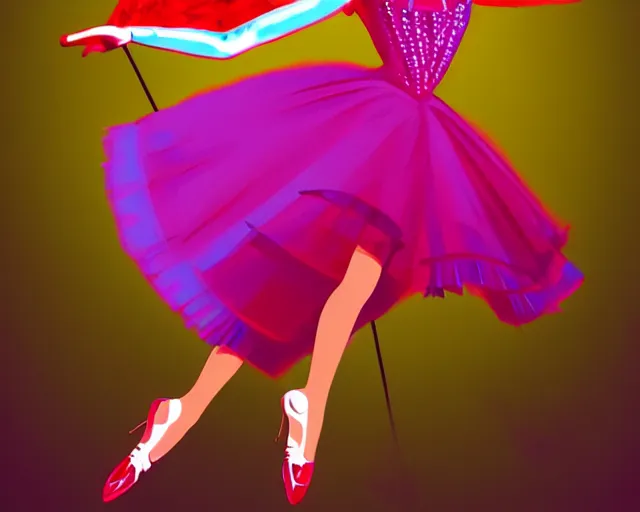 Image similar to audrey hepburn as a cancan dancer in art deco style, hyper realistic, artstation, illustration, digital paint, matte paint, vivid colors, bright, cheerful, detailed and intricate environment