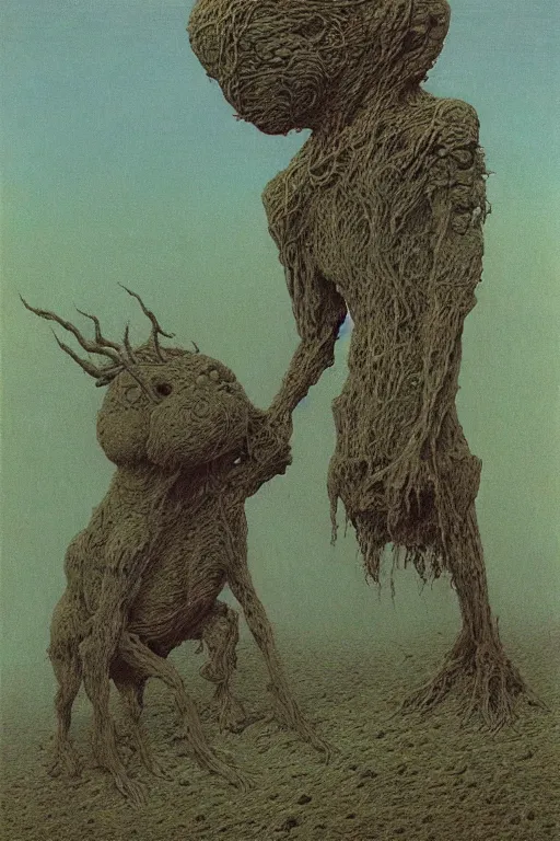 Image similar to zdzisław beksinski painting of the beast from over the garden wall