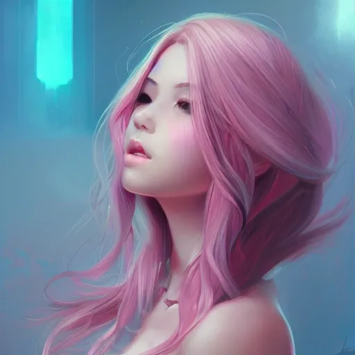 Image similar to teen girl, pink hair, gorgeous, amazing, elegant, intricate, highly detailed, digital painting, artstation, concept art, sharp focus, illustration, art by Ross tran