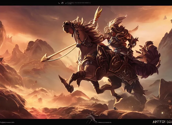 Image similar to sagittarius zodiac concept art, digital illustration, trending on artstation, intricate details, epic composition, sharp focus, 8 k uhd, masterpiece, league of legends splash art