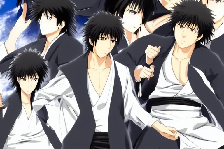 Prompt: hijikata toushirou, anime ， gintama, black hair, japanese mayonnaise