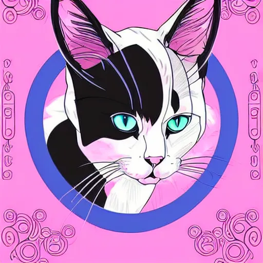 Image similar to digital card art of anime (cat) Joe Biden with cat ears surrounded by magic circles. Pink hue. Highly detailed. Beautiful
