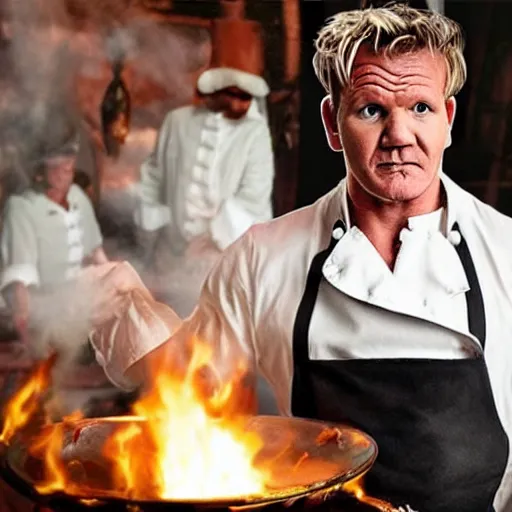 Prompt: gordon ramsay in a deleted scene from pirates of carribean