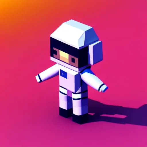 Image similar to Isometric 3D Fantasy Cute astronaut, Low Poly, voxel art, C4D