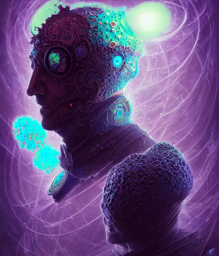 Image similar to front!!! shot of a court jester!!! character, mesmerizing fractal hypercubes, dark holography!!!, future, oil slick nebula, crystalline edges, (((intricate))), elegant, highly detailed, centered, (((artstation, concept art, smooth, sharp focus, artgerm, Tomasz Alen Kopera, Peter Mohrbacher, donato giancola, Joseph Christian Leyendecker, WLOP, Boris Vallejo))), ((raytracing)), mugshot!!!!!, ugly!!!!!!, octane render, nvidia raytracing demo, octane render, nvidia raytracing demo, octane render, nvidia raytracing demo, grainy, muted, 8K, digitalblasphemy, metatron