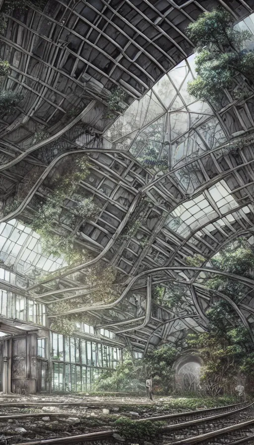 Image similar to a beautiful ultradetailed anime illustration of building abandoned city metro station unfinished building nature urbex by april gornik, junglepunk, archdaily, wallpaper, highly detailed, trending on artstation.