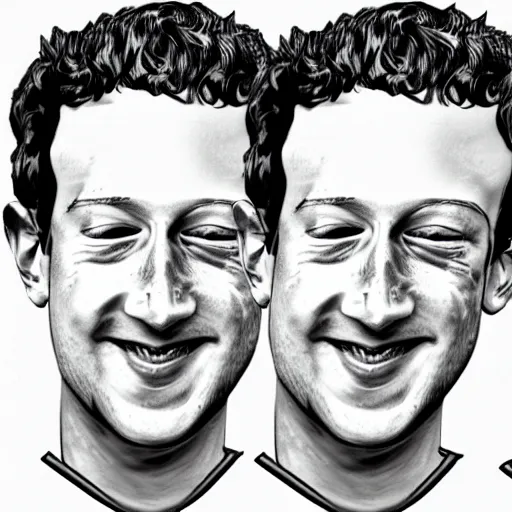 Image similar to Mark Zuckerberg drawn in style of Meatcanyon