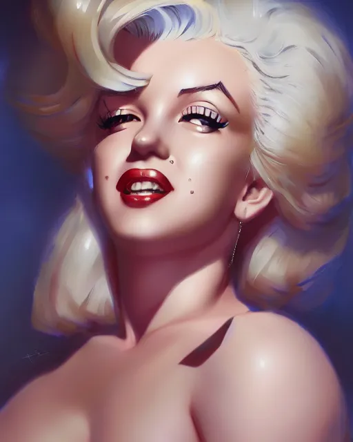 Image similar to anime portrait of Marilyn Monroe by Stanley Artgerm Lau, WLOP, Rossdraws, James Jean, Andrei Riabovitchev, Marc Simonetti, and Sakimichan, trending on artstation