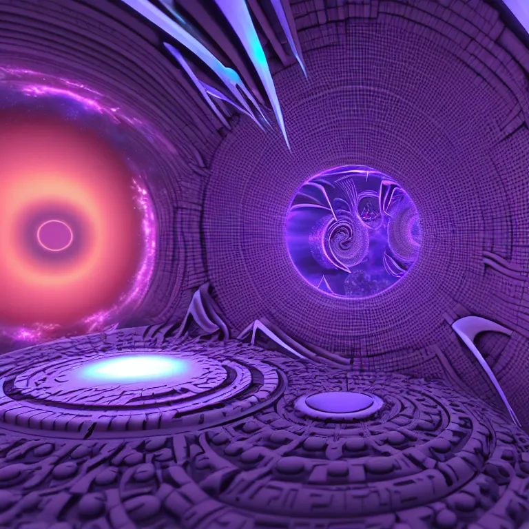 Prompt: 3 d sci - fi cgartist rendering of the vast pulsating interdimensional fractal space portal at the psychedelic event horizon directed by col price, trending on artstation