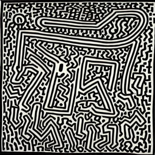 Image similar to origin of the universe painted by keith haring