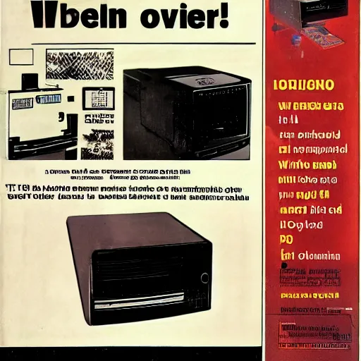 Image similar to magazine advertisement for retro wetware computer