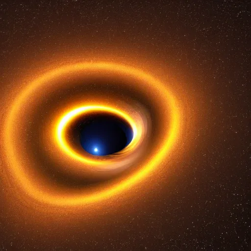 Prompt: rotating black hole distorting the fabric of space - time