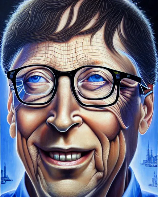 Prompt: detailed portrait of bill gates cheese grater!! by tomasz alen kopera and peter mohrbacher and johanna martine! and margaret keane! coherent luminescent