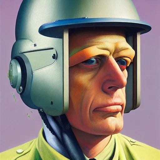 Image similar to Portrait of an engineer with helmet, very coherent, painted by Edward Hopper, Wayne Barlowe, painted by James Gilleard, airbrush, art by JamesJean