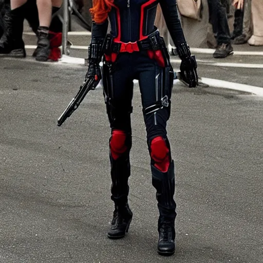 Prompt: “ bella thorne as black widow in the avengers ”
