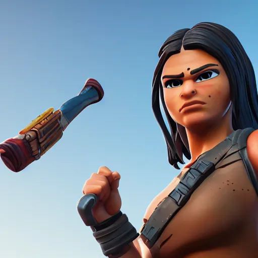 Image similar to the renegade raider from fortnite in real life, 8 k, 3 d model, professional, octane render