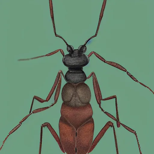 Prompt: A large ant queen standing on her hind legs, digital art