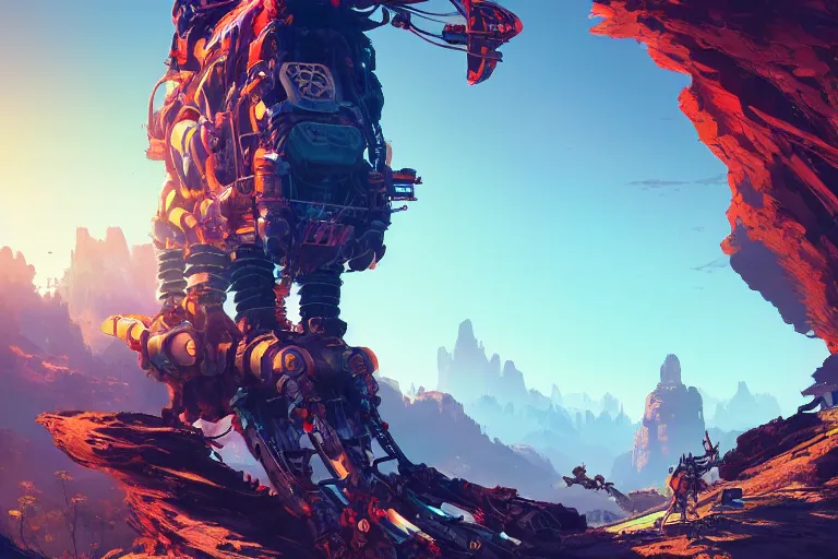 Image similar to scorcher machine mecanical creature robot of horizon forbidden west horizon zero dawn radiating a glowing aura global illumination ray tracing hdr fanart arstation by ian pesty and alena aenami artworks in 4 k