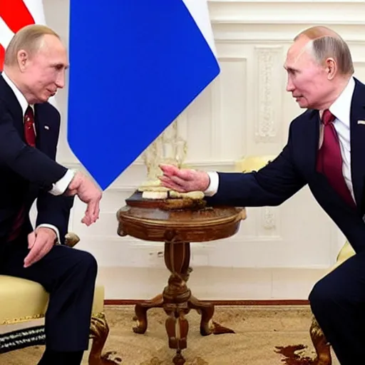 Image similar to biden and putin playing rock paper scissors, no one wins because both of them played scissors