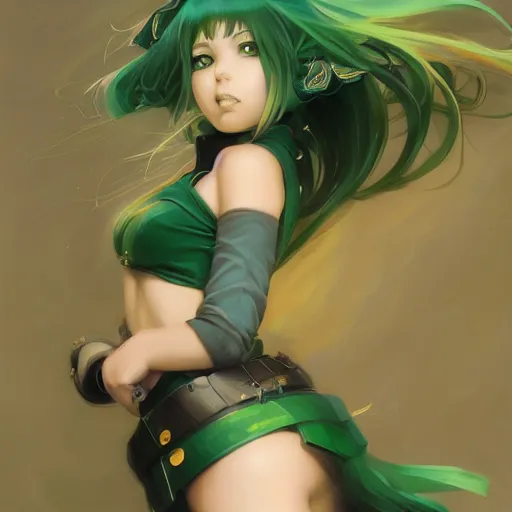 Image similar to A Beautiful Anime girl with Green hair and Yellow eyes, detailed, centered, digital painting, artstation, concept art, donato giancola, Joseph Christian Leyendecker, WLOP, Boris Vallejo, Breathtaking, 8k resolution, extremely detailed, beautiful, establishing shot, artistic, hyperrealistic, beautiful face, octane render, cinematic lighting, dramatic lighting, masterpiece