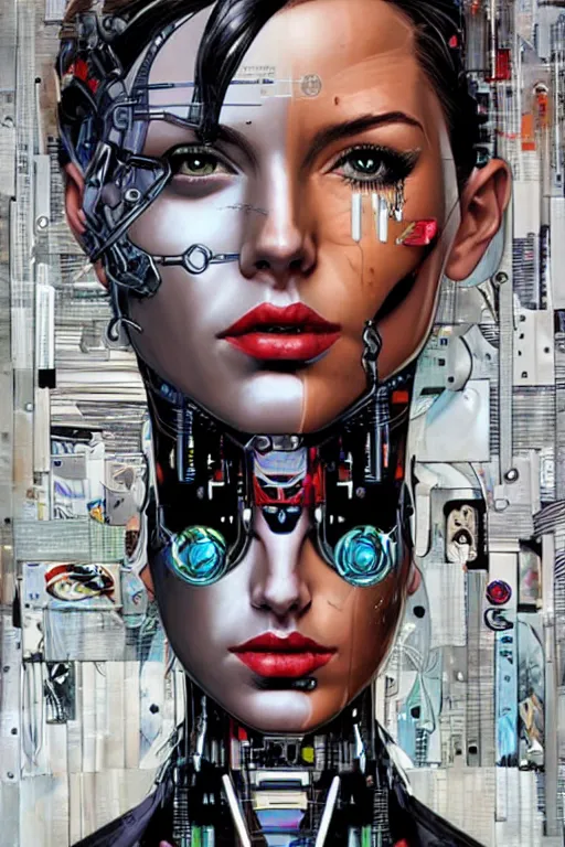 Image similar to a portrait of a beautiful cybernetically enhanced woman, by marvel comics and sandra chevrier