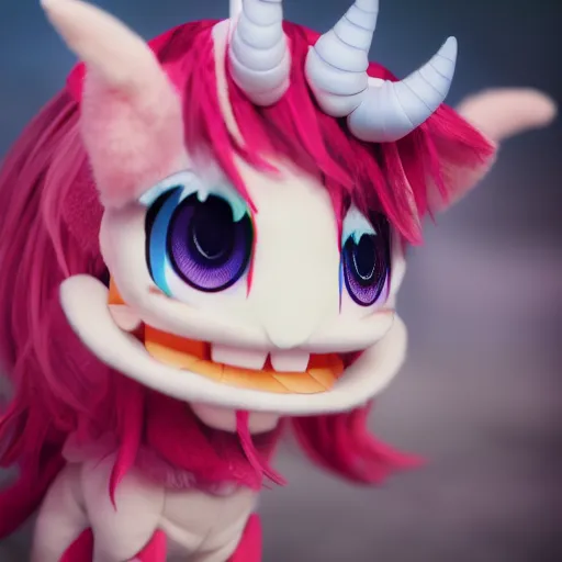 Prompt: cute fumo plush of a wyrm, horns, anime girl, bokeh, vray