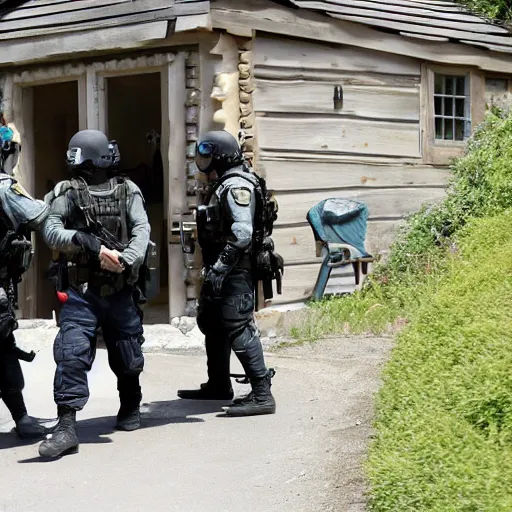 Image similar to photo of swat raid on the hobbit house