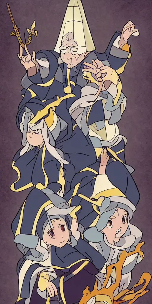 Image similar to the pope drawn by studio trigger, in the style of Little Witch Academia, spiritual enlightenment
