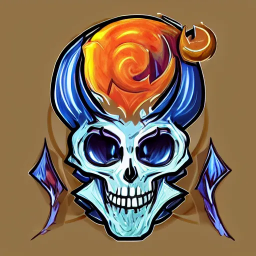 Image similar to flat fantasy art rpg skill icon of divine burning skeleton , trending on behance