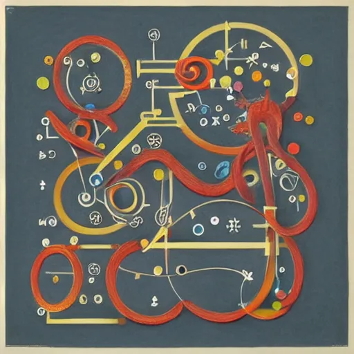 Prompt: medium:colored fine-pencil on paper, hyper-fractal automaton made of Notation, Symbols, Lines, Sequences, Interpretation, Instructions, Communication, Visuality, Process, form, line, character, surface, space, material, immaterial, sensual, symbolic, conceptual, Series, Variations, Temporalization, Processualization, Notation, Instruction, Form, Sign, Symbol, Movement, Parallel, Sequential, Disordered, Unconnected, Static, Visual, Mental, Iconic, Imaginative. Creative, large-scale, multi-part, process, drawing, repetition, variation, order, chaos, improvisation