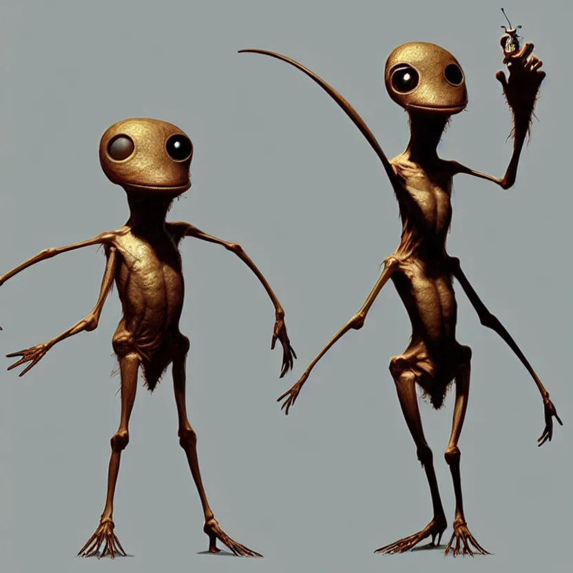 Image similar to A beautiful concept art of standing anthropomorphic biped flea on white background, unreal engine, by james gurney, inspired by Abe's Odyssey