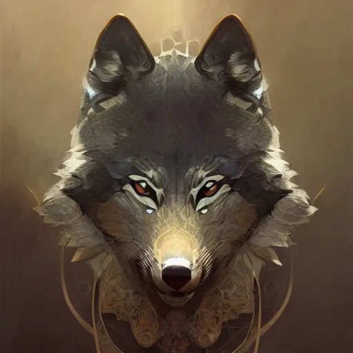 Prompt: Geometric Wolf, intricate, elegant, highly detailed, digital painting, artstation, concept art, smooth, sharp focus, illustration, art by artgerm and greg rutkowski and alphonse mucha